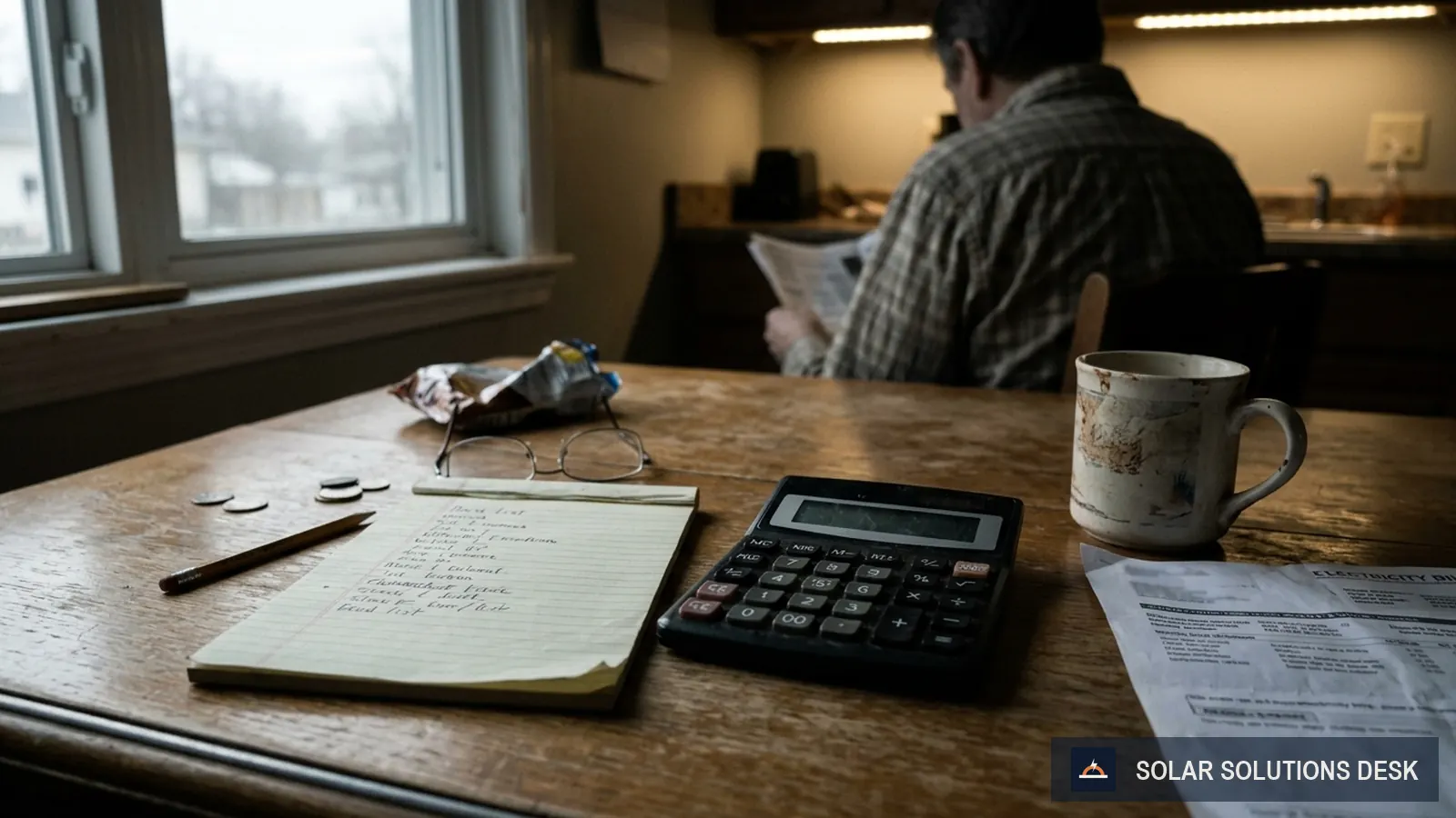 A hand-drawn load list and calculator on a kitchen table next to a notebook